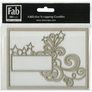 FabScraps DC83 008 Kaleidoscope Die Cut Chipboard Shape Filigree Tag Grey