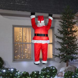 Gemmy 83662 Airblown Santa Hanging From Roof Christmas Inflatable 6.5Ft Tall