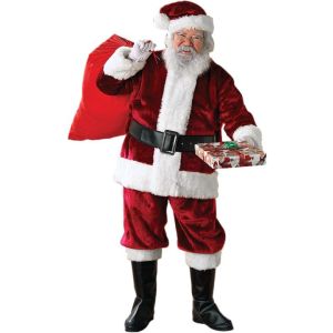 Rubies Adult Crimson Regency Plush Santa Suit With Gloves Standard