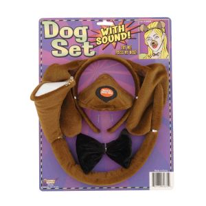 Forum Novelties Animal Costume Set Brown Dog Ears Nose Tail With Sound Effects