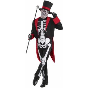 Mens Mr. Bone Jangles Costume Black White One Size