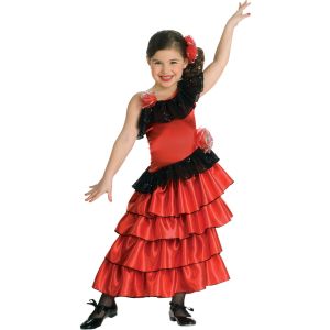 Childs Red And Black Spanish Princess Costume Small