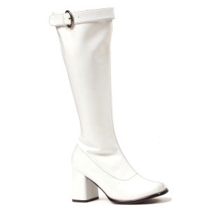 Ellie Shoes Womens 3 Inch Knee High Boots With Zipper And Buckle White 8