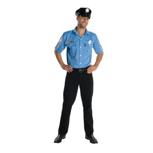 Rubies Heroes And Hombres Adult Police Officer Shirt And Hat Blue Standard