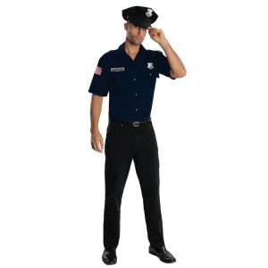 Rubies Heroes And Hombres Police Uniform Shirt And Hat Costume Blue X Large