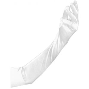 Women s Long Satin Gloves White One Size