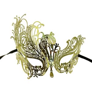 Women s Swan Metal Filigree Laser Cut Venetian Masquerade Mask Gold