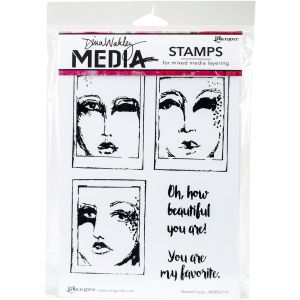 Ranger Dina Wakley Media Cling Stamps Boxed Faces
