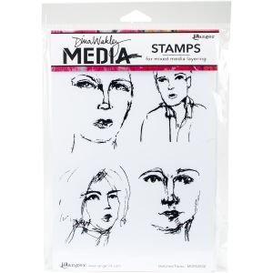 Ranger Dina Wakley Media Cling Stamps Sketched Faces?