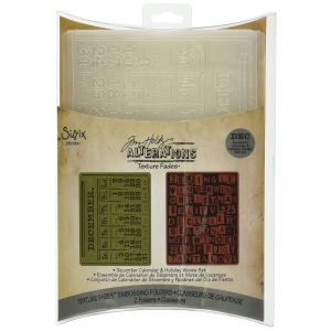 Sizzix Tim Holtz Texture Fades Alterations Collection Embossing Folders December Calendar And Holiday Words