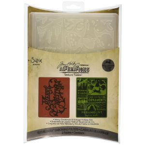 Sizzix Tim Holtz Texture Fades Alterations Collection Embossing Folders Merry Christmas And Vintage Holiday