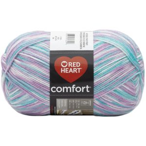 Red Heart Comfort Yarn White Violet and Mint Print 1 Pack of 1 Skein