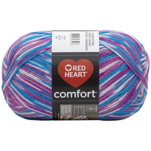Red Heart Comfort Yarn White Turquoise and Violet Print 1 Pack of 1 Skein