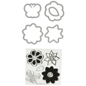 Sizzix Framelits Die Set With Stamps Flowers 