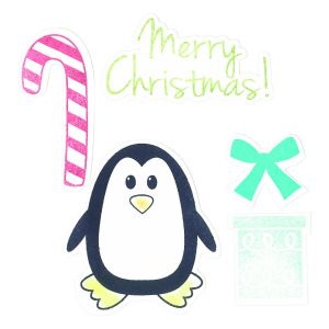 Sizzix Holiday Collection Framelits Die And Repositionable Rubber Stamp Set Penguin And Candy Cane
