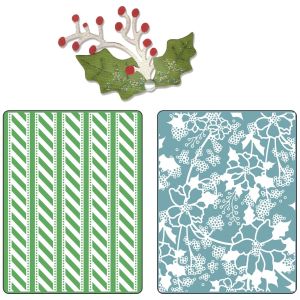 Sizzix Basic Grey Alpine Pattern And Flowers Set Embossed Folders And Sizzlits Die