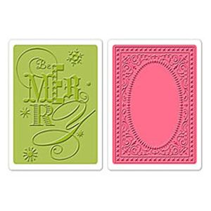 Sizzix Favorite Things Collection Textured Impressions Christmas Embossing Folders Be Merry Set