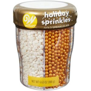 Wilton 6Cell Gold and White Holiday Sprinkles 6.98 oz.