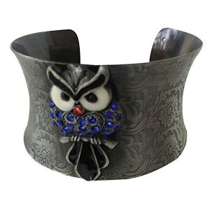 Halloween Wholesalers Metal Wristband with Owl and Stones