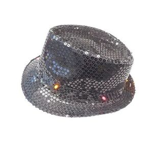 Halloween Wholesalers Light Up LED Hat with Sequin Black