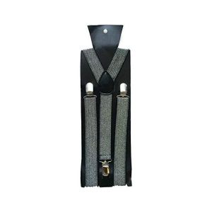 Halloween Wholesalers Mens Suspenders Silver Glitter
