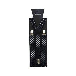 Halloween Wholesalers Suspenders Black with White Dots