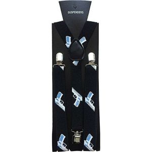 Halloween Wholesalers Mens Suspenders with Gun studs Black