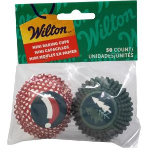 Wilton Santa Hat and Seasonal Tree Mini Baking Cups 50Count