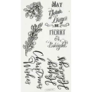 Sizzix Christmas In Color Collection Clear Acrylic Stamps Seasonal Sentiments