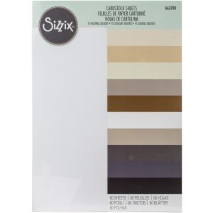 Sizzix Textured Cardstock Sheets A4 60 Per Pkg - Assorted Colors - Neutrals