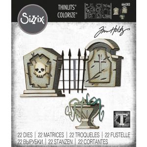 Sizzix Thinlits Dies By Tim Holtz 22 Per Pkg -Graveyard Colorize