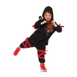 Leg Avenue Children s Ninja Kigurumi Funsie Costume Black and red Small