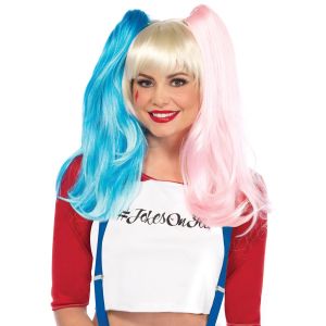 Leg Avenue Blonde Wig With Detachable Pink and Blue Pigtails Multi One Size