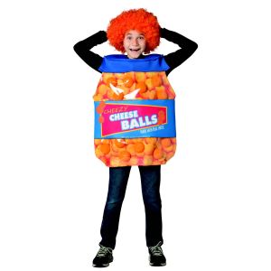 Cheeseballs Costume Funny Food Outfit Kids Child Fit Sizes 7 10 Orange Blue