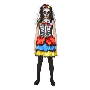 Karnival Costumes Day Of The Dead Senorita Skeleton Dress Girl's Costume Medium 5-6