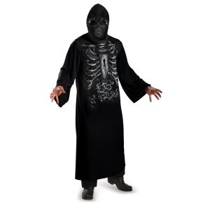 Mens Reaper Hooded Print Robe Costume Black X Large 42 46