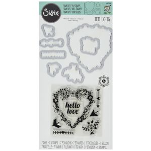 Sizzix Hello Love Collection Framelits Die With Clear Acrylic Stamp Set Hello Love