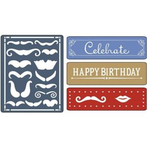 Sizzix Textured Impressions Embossing Folders Mustache Set