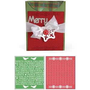 Sizzix Basic Grey Nordic Holiday Collection Bigz XL Die And Embossing Folder Card A2 With Flap And Holiday Cross Stitch And Pattern Set
