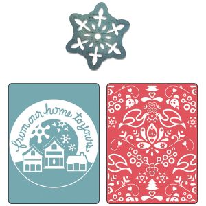 Sizzix Basic Grey Nordic Holiday Collection Sizzlits Die And Embossing Folder From Our Home And Yule Set