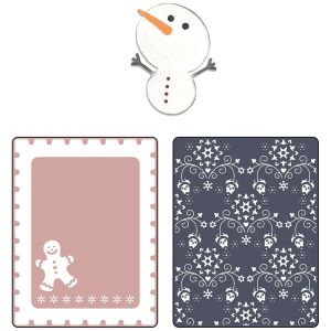 Sizzix Basic Grey Gingerbread Man And Nordic Flowers Set Embossed Folders And Sizzlits Die