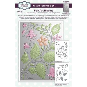 Creative Expressions Companion Coloring Stencil 6 X 8 Inch - Folk Art Blooms