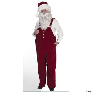 Morris ADLT SANTA PANTS VELVET OVERALLS LG