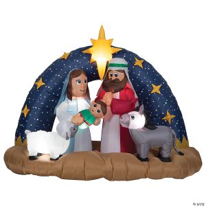 Morris Airblown-Snowy Night Nativity Scene-Lg