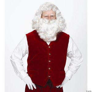 Morris Adlt Santa Velvet Vest W/Buttons Lg