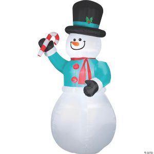 Morris Airblown Snowman W/Candy Cane