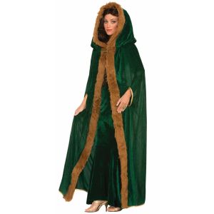 Forum Novelties Womens Medieval Fantasy Faux Fur Trimmed Cape Green One Size