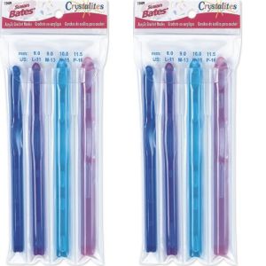 Spinrite Susan Bates Crystalites Acrylic Crochet Hook Set Sizes L11 To P16 1 Pack of 2 Piece