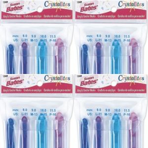 Spinrite Susan Bates Crystalites Acrylic Crochet Hook Set Sizes L11 To P16 1 Pack of 4 Piece