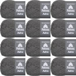 Spinrite Patons Astra Yarn Solids Medium Grey 1 Pack of 12 Skein